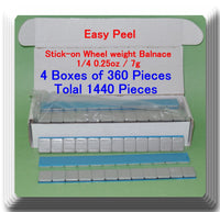 1440 Pcs (4 Boxes of 360) Easy Peel Stick on Wheel Weight Balance 1/4 0.25oz 7g