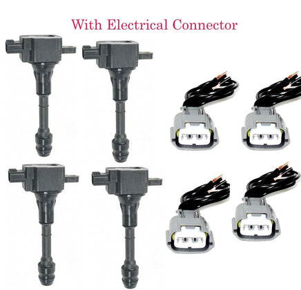 4 Kits Ignition Coil W/Connectors Fits:22433-6N015 Almera Sentra 2002-2006 1.8L