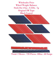 2 Box 720 Pc 180oz Stick on Wheel Weight Balance Black 0.25 oz 1/4oz 3M Red Tape