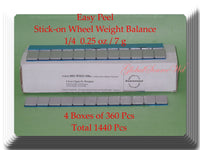 1440 Pcs (4 Boxes of 360) Easy Peel Stick on Wheel Weight Balance 1/4 0.25oz 7g