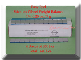 1440 Pcs (4 Boxes of 360) Easy Peel Stick on Wheel Weight Balance 1/4 0.25oz 7g