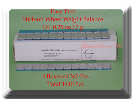 1440 Pcs (4 Boxes of 360) Easy Peel Stick on Wheel Weight Balance 1/4 0.25oz 7g