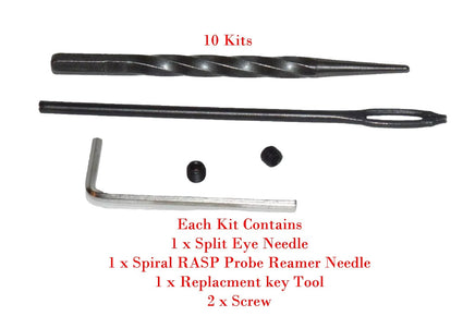 10Kits Replacement Split Eye Insertion & Sprial Needle for Tire Plug Reamer Tool