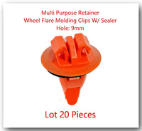 100 Pcs Multi Purpose / Wheel Flare Molding Clips w/Sealer Hole: 9mm Fits:Toyota