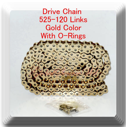 With O-Ring Drive Chain Gold Color 525-120 525 Pitch 120 Links Fits: Honda VT600