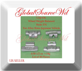 50  x 0.50oz 14g Clip-On Wheel Weight FN Style For Alloy Rims Japanese Cars 