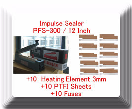 PFS-300 12" Hand Impulse Sealer With +10 Heating Elements & +10 PTFI Sheets
