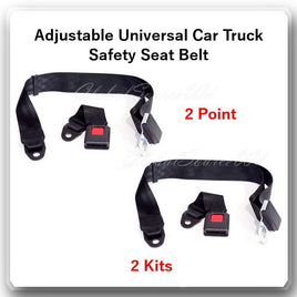 (2 Kits ) Adjustable Universal Car Truck 2 Point Seat Belt Lap Safety Belt