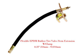 1 Kit Flexible EPDM RubberTire Valve Stem Extension W/Clamp 8.25" 210mm Φ12/10mm