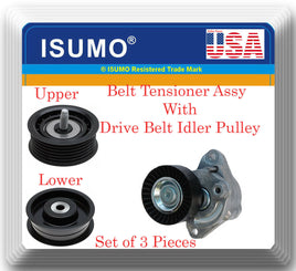 3 Pcs Belt  Tensioner & Idler Pulley Lower /Upper Fits: C350 CLK350 E550 06-09