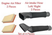 4 Pcs Air Intake Hose & Air Filter  L/R Fits: Mercedes S400 2010-2013 S500 07-10
