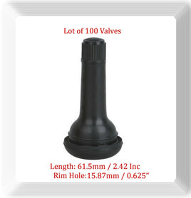 100 x TR425 Snap-In Tire Valve Stems Length 61.5mm 2.42" Rim Hole 15.7mm 0.625"