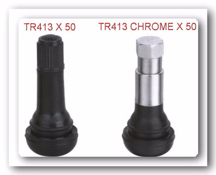 100 Pieces Tire Valve Stems TR413 Black & TR413C Chrome 50 Pieces of Each