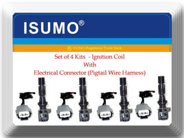 4 Kits Ignition Coil With Electrical Connector Fits:Mazda 3 6 CX-7 MX-5 MIATA