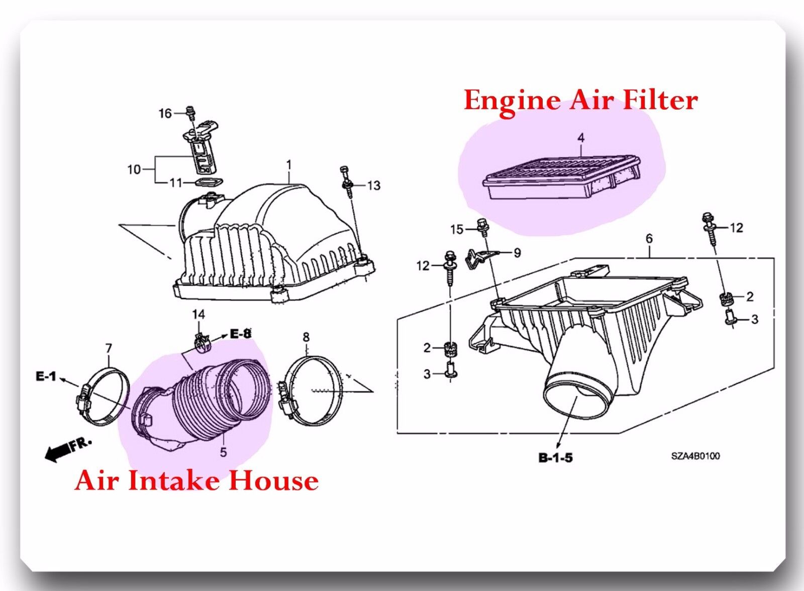 Engine Air Intake Hose For 2009-2015 Honda Pilot V6 3.5L - Replaces 17228-RN0-A00