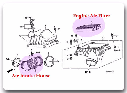 2 Pcs Engine Air Intake Hose & Air Filter Fits: Honda Pilot 2009-2015 V6-3.5L 