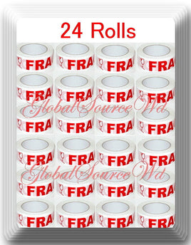 24 Rolls 3" x 110 yds Fragile Seal Packing Tape IF SEAL IS BROKEN 