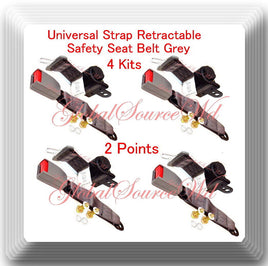 (4 Kits ) Universal Strap Retractable Car Trucks Safety Seat Belt Grey 2 Point 