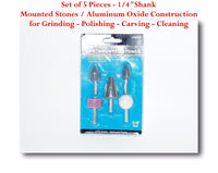 5 Popular Shapes Mounted Stones Grinding Polishing Carving Cleaning 1/4" Shank