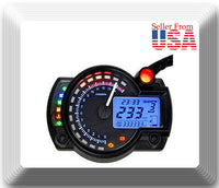 15000 RMP Motorcycle Speedometer Gauge Universal LCD Digit Tachometer Odometer