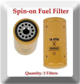 3x Fuel Filter 1R0750 Fit Autocar Truck W/CAT Engines Caterpillar earth machines