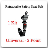 (1 Kit ) Universal Strap Retractable Car Safety Seat Belt Black 2 Point 