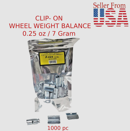 1000 Pcs P Style Clip-on Wheel Weight Balance 0.25oz 7gram  P025 Led Free