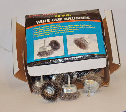 20pc 3"   CALHAWK WIRE CUP BRUSH SET  STEEL WIRE WHEEL BRUSHES FOR DRILLS