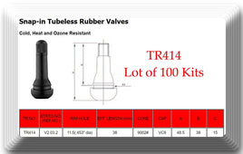 TR414 x100 Wheel Tire Valve Stems 0.453 Rubber Length 1 1/2