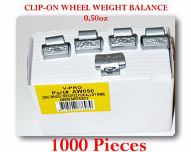 1000 Pcs ZN CLIP-ON Wheel Weight Balance 0.50oz 1/2 oz AWZ0.50 OZ Zing Led Free