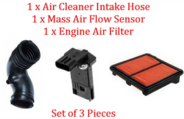 3Pcs Air Intake Hose, Mass Air Flow Sensor, Air Filter Fits: Civic 06-11 L4 1.3L