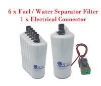6x Fuel/Water Separator Filter & 1 xConnector FS1065 Fits Blue Bird Freightliner