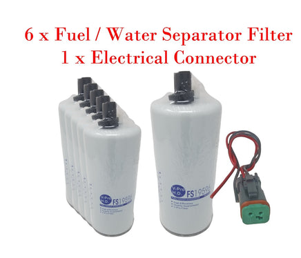 6x Fuel/Water Separator Filter & 1 xConnector FS1065 Fits Blue Bird Freightliner