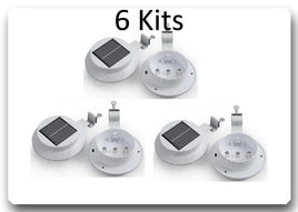 6 Kits Outdoor Solar Powered 3 LEDs Wall Path Landscape Mount Garden Fence Light