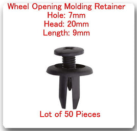 50 Pc  Wheel Opening Molding Retainers Hole: 7mm Head 20mm L: 9mm Fits Toyota