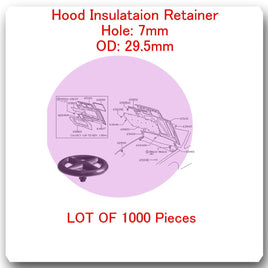 (Lot 1000 Pc) Hood Insulation Retainer Hole 7mm OD 29.5mm Fits Infiniti & Nissan