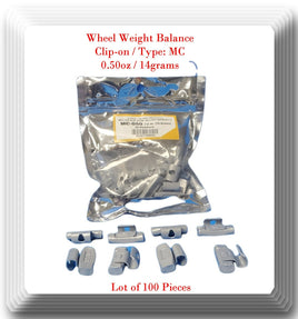 100 Pc CLIP-ON Wheel Weight Balance MC Type 0.50oz 1/2oz For All Type Alloy Rims