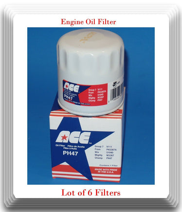 Lot 6 x Eng Oil Filter Made In USA PH47 Fits:GM Isuzu Jeep Saab Suzuki 1975-2014