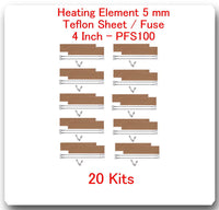 20 Replacement Heating Elements 5 mm +20 PTFI  Sheet for Impulse Sealer 4" PF100