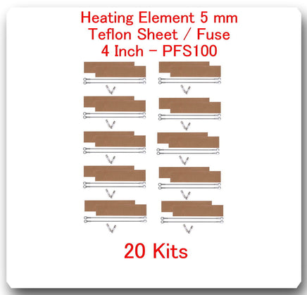 20 Replacement Heating Elements 5 mm +20 PTFI  Sheet for Impulse Sealer 4" PF100