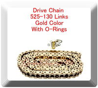 525-130 O-Ring Drive Chain Motorcycle 525 Picth 130 links Gold Color