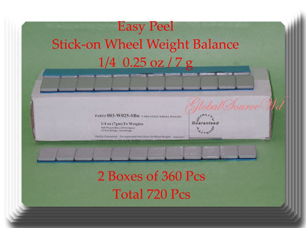 720 Pcs (2 Boxes of 360) Easy Peel Stick on Wheel Weight Balance 1/4 0.25oz 7g