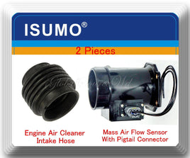 3 Pc Mass Air Flow Meter W/ Connector & Intake Hose Fits I30 96-01 Maxima 95-99