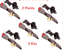 (5 Kits ) Universal Strap Retractable Car Trucks Seat Belt Grey 2 Point