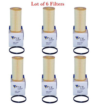 6 x SOE5581 Engine Oil Filter Made In Korea Fits: Audi 2005-2024 VW 2005-2015