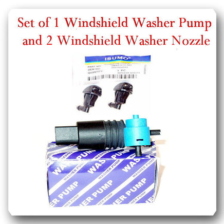 Set 3 Windshield Washer Pump & Nozzles Front Fits Nitro 07-11 Jeep Liberty 05-10