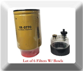 6 x 1R0770 Fuel Water Separator Filter W/Bowl Fits Caterpillar 3713599 212-3657