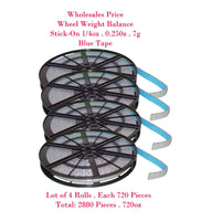 2880 Pcs . Stick-on Wheel Weight Balance 1/4 0.25oz Total 4 Rolls x 720 .  360oz