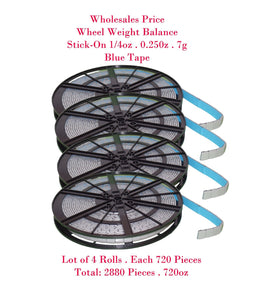 2880 Pcs . Stick-on Wheel Weight Balance 1/4 0.25oz Total 4 Rolls x 720 .  360oz