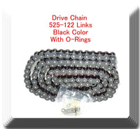 O-Ring Drive Chain Black Color Pitch 525x122Links For Honda ACE750 VT750